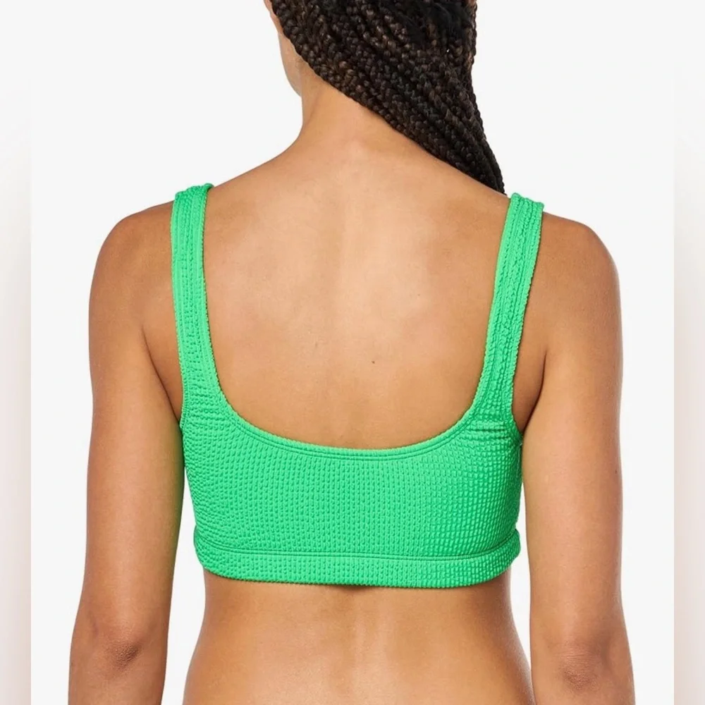 next Crinkled Textured Square-Neck Sports Bra Bikini Top - Vibrant Green XS. NWT